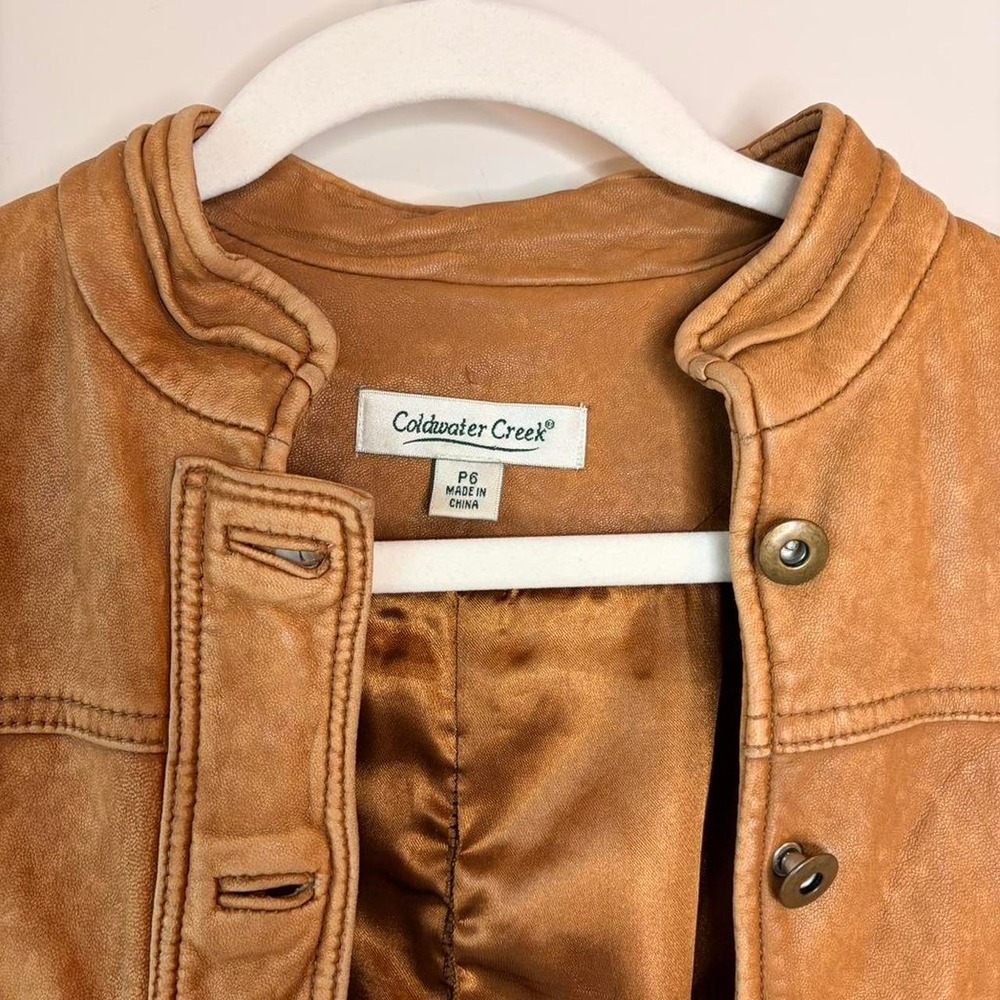 Vintage Coldwater Creek Tan leather Flight Jacket - Picture 3 of 8